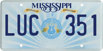 MS license plate LUC351