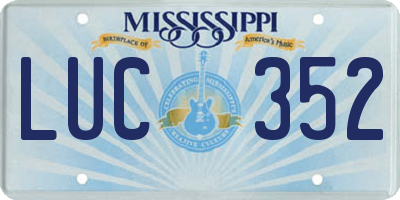 MS license plate LUC352