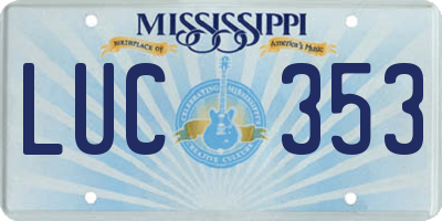 MS license plate LUC353