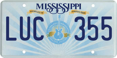 MS license plate LUC355