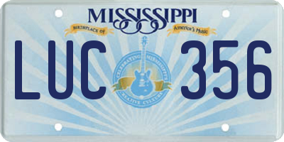 MS license plate LUC356