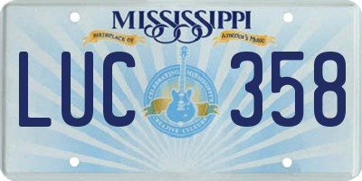 MS license plate LUC358