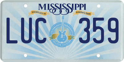 MS license plate LUC359