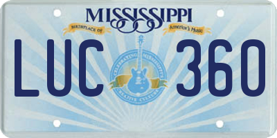 MS license plate LUC360