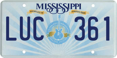 MS license plate LUC361
