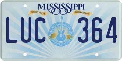 MS license plate LUC364
