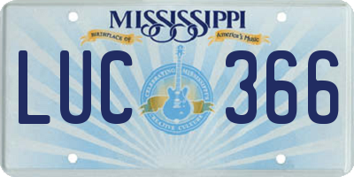 MS license plate LUC366