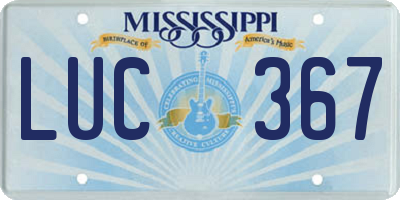MS license plate LUC367