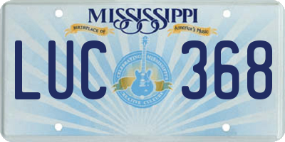 MS license plate LUC368