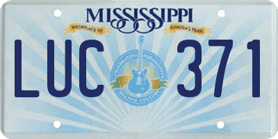 MS license plate LUC371