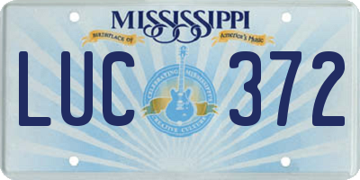 MS license plate LUC372