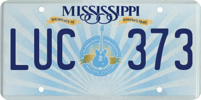 MS license plate LUC373