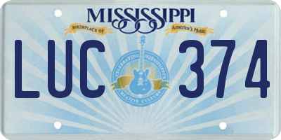MS license plate LUC374
