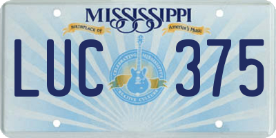 MS license plate LUC375
