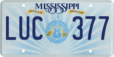 MS license plate LUC377
