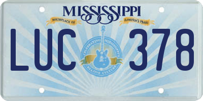 MS license plate LUC378