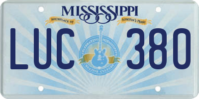 MS license plate LUC380
