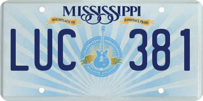 MS license plate LUC381