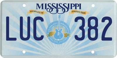 MS license plate LUC382