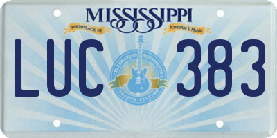 MS license plate LUC383