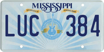 MS license plate LUC384