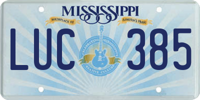 MS license plate LUC385