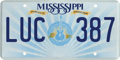 MS license plate LUC387