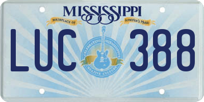 MS license plate LUC388