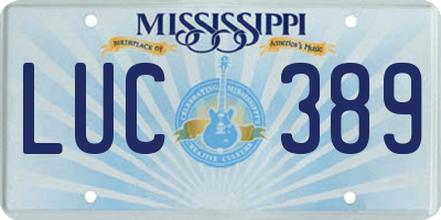 MS license plate LUC389