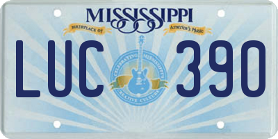 MS license plate LUC390