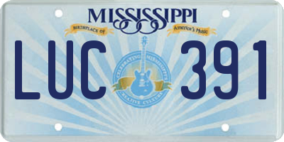 MS license plate LUC391