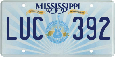 MS license plate LUC392