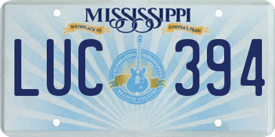 MS license plate LUC394