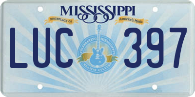 MS license plate LUC397
