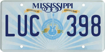 MS license plate LUC398