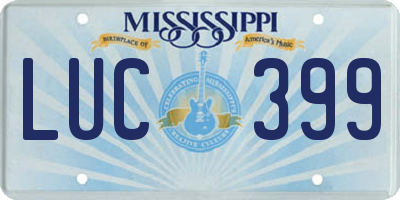 MS license plate LUC399