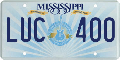 MS license plate LUC400