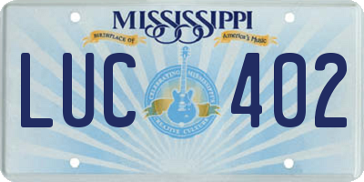 MS license plate LUC402