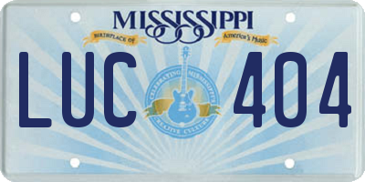 MS license plate LUC404