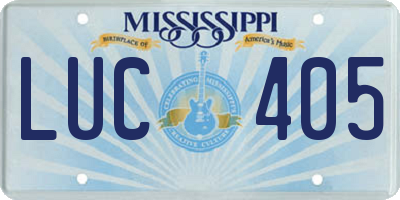 MS license plate LUC405