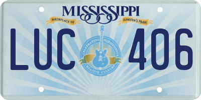 MS license plate LUC406