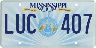 MS license plate LUC407