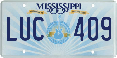 MS license plate LUC409