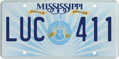 MS license plate LUC411