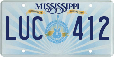 MS license plate LUC412