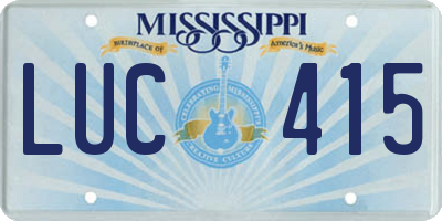 MS license plate LUC415