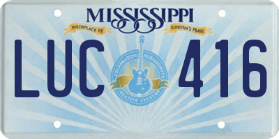 MS license plate LUC416