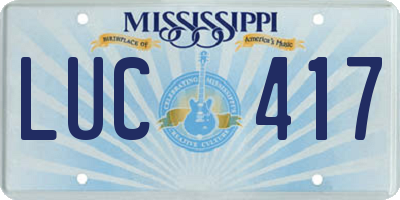 MS license plate LUC417