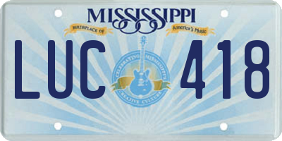 MS license plate LUC418