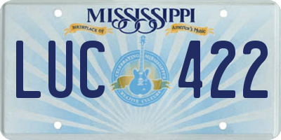 MS license plate LUC422